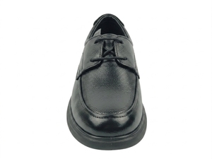 Chaussures habillées en cuir noir pour hommes, style Oxford, bout rond, à lacets, semelle extérieure en caoutchouc amorti, pour le bureau et la carrière, toutes saisons, couleur unie - Product Image 2