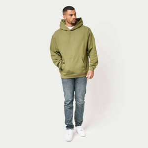 Sweat-shirts à capuche épais pour hommes en coton/polyester, avec logo personnalisé, épaules tombantes, sans cordon, pull uni imprimé - Product Image 2