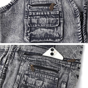 Men's Slim Fit Casual Jean <b>Jacket</b> Spring-thin Front-lined Fringed <b>Denim</b> <b>Vest</b> With Lapel And Sleeveless Design - Product Image 5