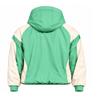 Mens Mint Green Colorblock Windbreaker <b>Hoodie</b> <b>Lightweight</b> Quarter Zip Pullover Outdoor Running Active Casual Jacket - Product Image 2