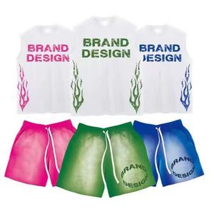 Men 2 Piece Shirt With Shorts Quickdry 100% Cotton casual Streetwear Printed Set Your Own Logo OEM Service - Product Image 4