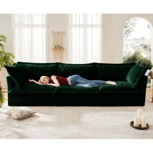 Divano Moderno a 3 Posti con Rivestimento, Braccioli Comodi e Molteplici Cuscini Morbidi, Seduta Profonda e Flessibile per Soggiorno - Product Image 1