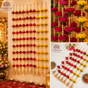 Guirlande de perles de fleurs artificielles indiennes faites à la main, très vendue, pour mariage, fête, Haldi, Mehndi, décoration murale, remise de diplôme, décoration intérieure - Product Image 4