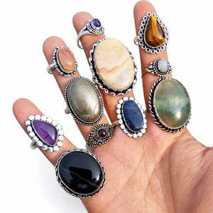 Wholesale Assorted Natural Gemstone <b>Rings</b> with Channel Setting for Yoga Meditation Reiki & Mindfulness-Unisex Mixed Stone <b>Rings</b> - Product Image 2