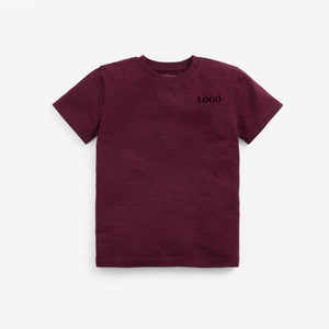 เสื้อยืดแขนสั้นสีพื้น คอกลม ผ้าถัก มีโลโก้ที่อกซ้าย สไตล์ลำลองสำหรับเด็กผู้ชาย - Product Image 2