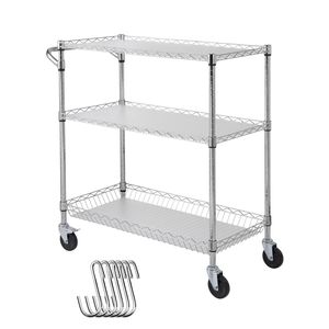 Carrello da Cucina a 3 Ripiani con Capacità di 300 kg, Ruote in Acciaio e Trolley Portaoggetti in Metallo - Product Image 1