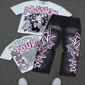 Ensemble T-shirt et pantalon de survêtement pour homme, design personnalisé, respirant, polyester/coton, style streetwear, tenue assortie deux pièces, mode été - Product Image 1