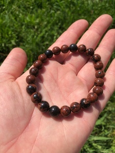 Hot Sale Premium Grade Feng Shui Mahogany <b>Obsidian</b> Crystal Beaded <b>Bracelet</b> Handmade Women's Men's Natural Healing Stone Elastic - Product Image 3