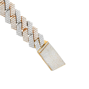 Collier chaîne cubaine de luxe glacée bicolore en argent 925, chaîne gourmette audacieuse, bijoux tendance pour hommes et femmes - Product Image 3