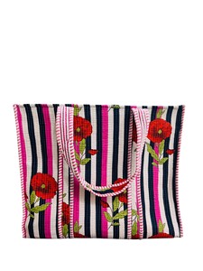 Bolso de Hombro Tipo Tote de Algodón 100% con Estampado Floral Amarillo, Estilo Bohemio Tradicional, Ideal para la Playa, Viajes y Compras - Product Image 3