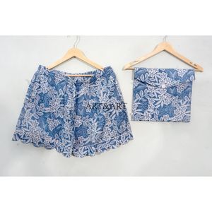Conjunto de Pijama para Mujer, Hecho a Mano, Elegante, Transpirable, con Estampado Digital, Manga Corta, 100% Algodón Puro, Estampado Ikat, Verano-Otoño, Venta al Por Mayor - Product Image 3