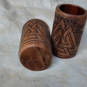 Vaso de Madera Duradero Hecho a Mano de Primera Calidad, Taza de Madera Natural Ecológica Reutilizable para Jugo, Agua, Cerveza, Estilo Clásico HA - Product Image 4