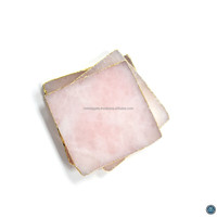 Sous-verre en pierre précieuse naturelle sculptée, en quartz rose et agate, élégant, rose, en forme de carré, pour la guérison, la décoration et le Feng Shui, vente en gros