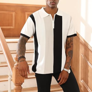 Polo pour homme – Tricot rayé vintage, coupe ajustée décontractée, idéal pour le quotidien et le sport - Product Image 6