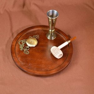 Handcrafted Round Wooden Serving Tray Vintage Drink Coaster Barware Serving <b>Platter</b> Decorative Display Tray Home Decor - Product Image 6