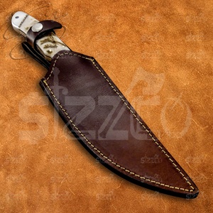 Cuchillo Bowie D2 de acero hecho a mano OEM con espiga de sierra, mango de cuerno de carnero, para caza, supervivencia y uso táctico al aire libre, de hoja fija. - Product Image 6