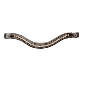 Banda para la frente de caballo de cuero de la mejor calidad, forma de onda, suave, acolchado, elegante, piedras de cristal grandes, banda para la frente ostentosa para caballos - Product Image 4