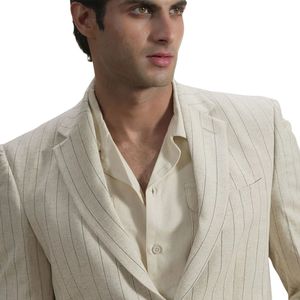 Blazer Texturizado Blanco para Hombre, Chaqueta de Traje Moderna, Corte Entallado, Cierre de un Botón, Ropa Formal para Oficina, Bodas y Estilo Casual Elegante - Product Image 2