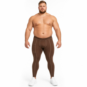 <b>Men</b> Plus Size Full Length Leggings Elastic Waist <b>Compression</b> Pant <b>Men</b> Gym Fitness <b>Tights</b> Side Pocket Sports Running Leggings - Product Image 1