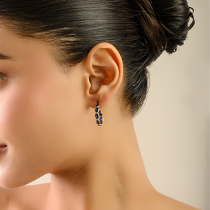 Pendientes de Aro en Forma de C de Oro Amarillo de 18K con Zafiro Azul Auténtico, Ligeros para Uso Diario, Joyería Personalizada al por Mayor - Product Image 6