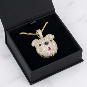 Pendentif personnalisé SHRAMAN DIAMOND en argent 925 plaqué or, diamant brillant de laboratoire, tête de bouledogue, style hip-hop, pour soirée - Product Image 5