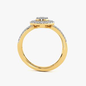 Yellow Gold Round Halo Split Shank Lab Grown Diamond Ring - Product Image 5