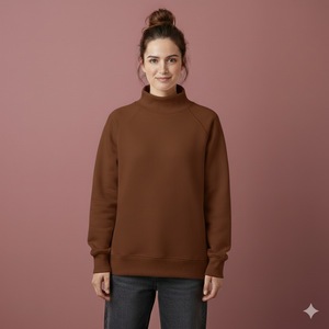 Solid Mockneck Winter Sweatshirt Polyester/Cotton Knitted Fabric <b>Light</b> Weight Breathable Casual Wear Embroidered Personalized - Product Image 1