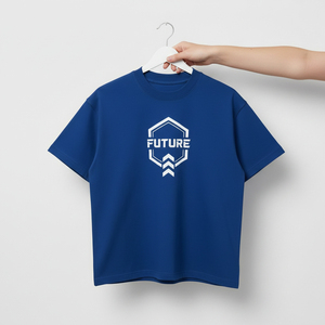 T-shirt Homme Oversize Décontracté Respirant à Épaules Tombantes avec Logo Personnalisé Imprimé, en Mélange de Coton Épais, Style Streetwear, Bleu Royal - Product Image 1