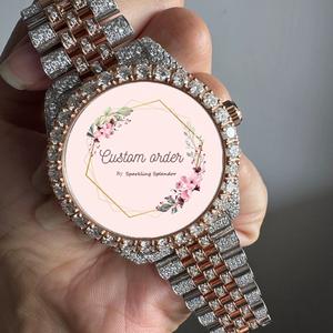 Montre en Moissanite Entièrement Givrée, Design Moderne Bicolore, Mouvement Mécanique, Bracelet de 20 mm, en Acier Inoxydable, Analogique pour Homme, Style Hip Hop - Product Image 3