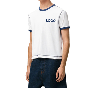 T-shirt en coton premium pour homme, manches raglan, tricoté, patchwork, coupe oversize, style streetwear, option OEM, décontracté, marque privée - Product Image 5