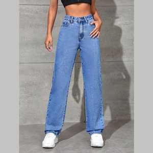 Jeans de mezclilla de pierna recta para mujer, ecológicos, transpirables, con tela elástica, cierre de botones, hechos en fábrica de Bangladesh, venta al por mayor. - Product Image 6