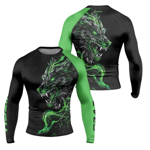 Rashguard à manches longues MMA BJJ, tissu extensible à séchage rapide, logo personnalisé, haut d'entraînement pour arts martiaux et grappling, prix bas, OEM personnalisé - Product Image 1