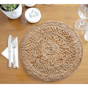 DreamCraft Maluma Handmade Woven Jute Geometric Round Vietnam <b>Place</b> Mats <b>Set</b> of 2 - Product Image 5
