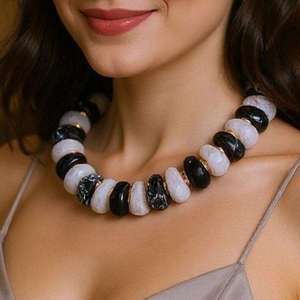 Collier de perles irrégulières en résine faites à la main, multicolores, bijoux de mode, artisanat moulé, pour femmes et filles - Meilleures ventes - Product Image 2