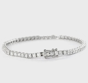 Chaîne de cheville de luxe en moissanite, style tennis, sertie de pierres, bijoux hip-hop, aspect diamant or blanc, cadeau brillant - Product Image 1