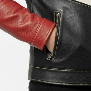 Blouson d'hiver en cuir noir pour homme, coupe ajustée, style motard, vente en gros - Product Image 5