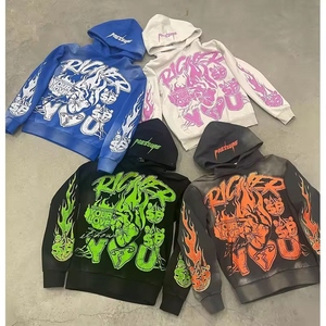 High Quality Heavyweight Vintage Cropped Hoodies for Men Winter Streetwear with Customizable Pattern Boxy Fit Hooded Collar - Product Image 5