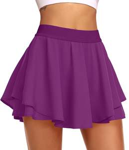 Falda de tenis plisada con pantalones cortos incorporados y pantalones cortos de cintura alta para mujer con decoración de encaje para fitness - Product Image 5