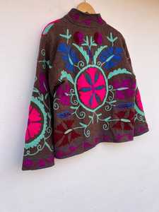 Cotton Quilted Embroidered Floral Stand Collar Bomber Jacket Unisex Winter Coat Windproof Breathable Festival Outerwear Gift - Product Image 2