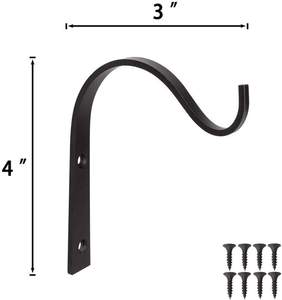 <b>Rustic</b> Iron Metal Plant Hanger Bracket Decorative Wall Mounted Shepherd’s Hook for Hanging Plants Lanterns Bird Feeders - Product Image 3