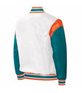 Vestes pour femmes avec logo personnalisé, veste bomber en satin avec poche, veste de baseball varsity pour femmes, vestes pour hommes - Product Image 3