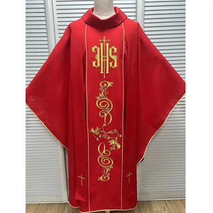 Nouvelle Arrivée Chasuble Brodé Sur Mesure Violet Rouge Vert en Polyester Mat avec Étole et Magnifique Design pour Adultes - Product Image 5