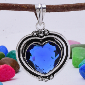 Colgante de Topacio Azul en Forma de Corazón, Plata de Ley 925, Gema de Topacio Azul, Regalo de Joyería para Aniversario, Cumpleaños, Boda, para Ella - Product Image 3
