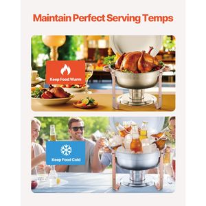 Set da 4 Chafing Dish in Acciaio Inossidabile da 5 Qt per Buffet, con 4 Vasche Grandi, Controllo Manuale della Temperatura, Scaldavivande per Catering con Coperchio e Serbatoio Acqua - Product Image 2