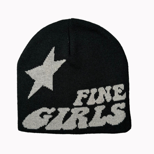 Fine <b>Girls</b> Beanie <b>Hat</b> With Star Pattern Unisex Adult <b>Winter</b> <b>Hat</b> Street Style Casual Knit Cap 56-58CM Acrylic Material - Product Image 2