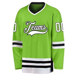 Design Your Own Hockey Jersey Customizable Long Sleeve Uniform With V-neck Green & White Stripes Personalized Apparel - Product Image 1