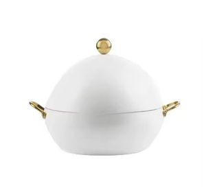 Réchauds alimentaires modernes en acier finition or rose, avec support pilier finition miroir poli, pour événements, type hotpot et casseroles contemporaines - Product Image 4