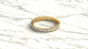 Anillo de Diamantes de Corte Baguette de Oro de 18K de Lujo, Anillo de Eternidad Completo, Anillos de Boda de Corte Vertical, Anillo Apilable, Joyería Fina, Regalo para Mujer - Product Image 3