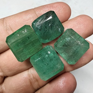 Natural Emerald Luxury Engagement <b>Ring</b> with White Zircons American Diamond Sterling Silver <b>Gold</b> Plated Square Cut <b>Cocktail</b> <b>Ring</b> - Product Image 6