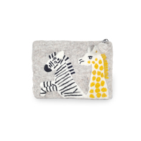 Dompet Uang Portabel Tahan Lama Ramah Lingkungan dari Wol Domba Tenun Berkualitas Tinggi Buatan Tangan Nepal dengan 1 Kantong Resleting Utama Motif Zebra Jerapah.